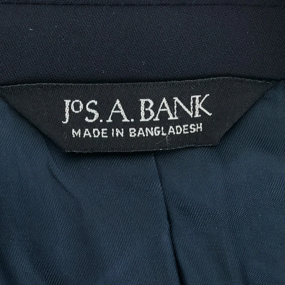 Jos‎ A Bank 44R Navy Blue + Gold Buttons Wool Blazer Sport Coat Suit Jacket